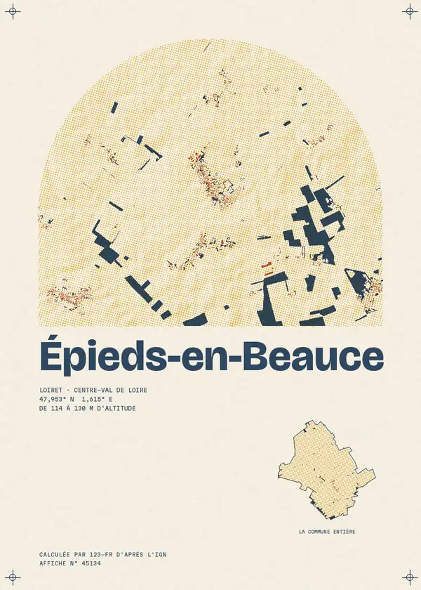 Affiche de Épieds-en-Beauce, calculée par 123-fr d'après l'IGN