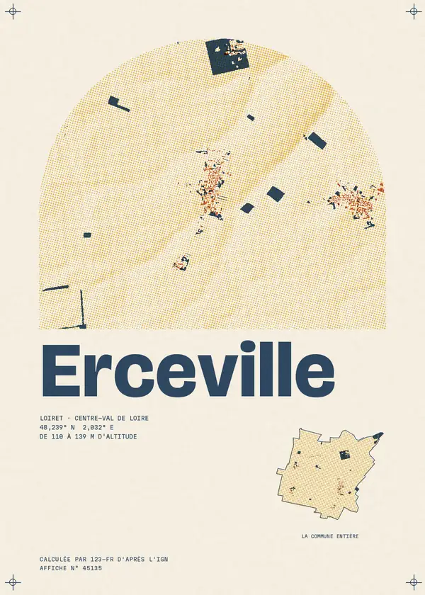Affiche de Erceville, calculée par 123-fr d'après l'IGN