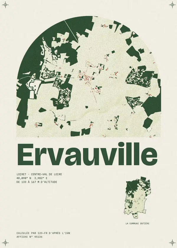Affiche de Ervauville, calculée par 123-fr d'après l'IGN