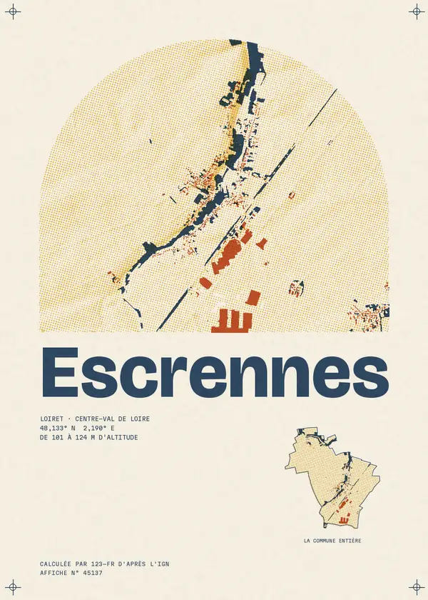 Affiche de Escrennes, calculée par 123-fr d'après l'IGN