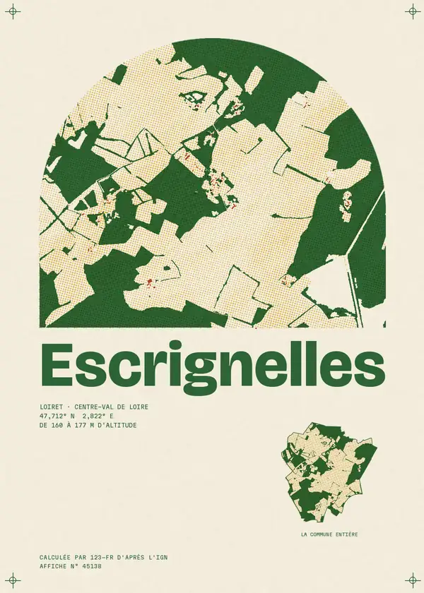 Affiche de Escrignelles, calculée par 123-fr d'après l'IGN