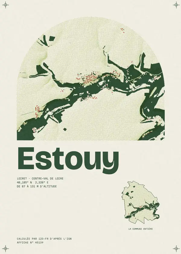 Affiche de Estouy, calculée par 123-fr d'après l'IGN