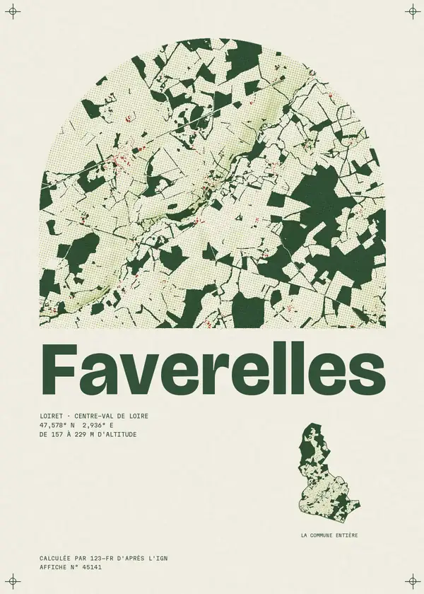 Affiche de Faverelles, calculée par 123-fr d'après l'IGN