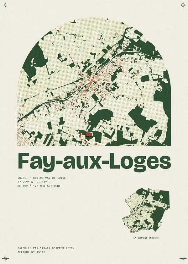 Affiche de Fay-aux-Loges, calculée par 123-fr d'après l'IGN