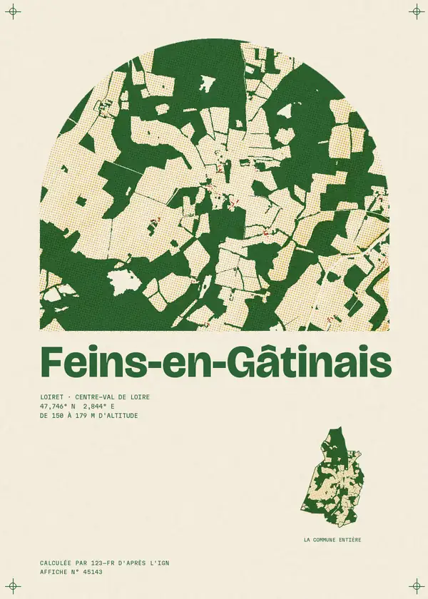 Affiche de Feins-en-Gâtinais, calculée par 123-fr d'après l'IGN