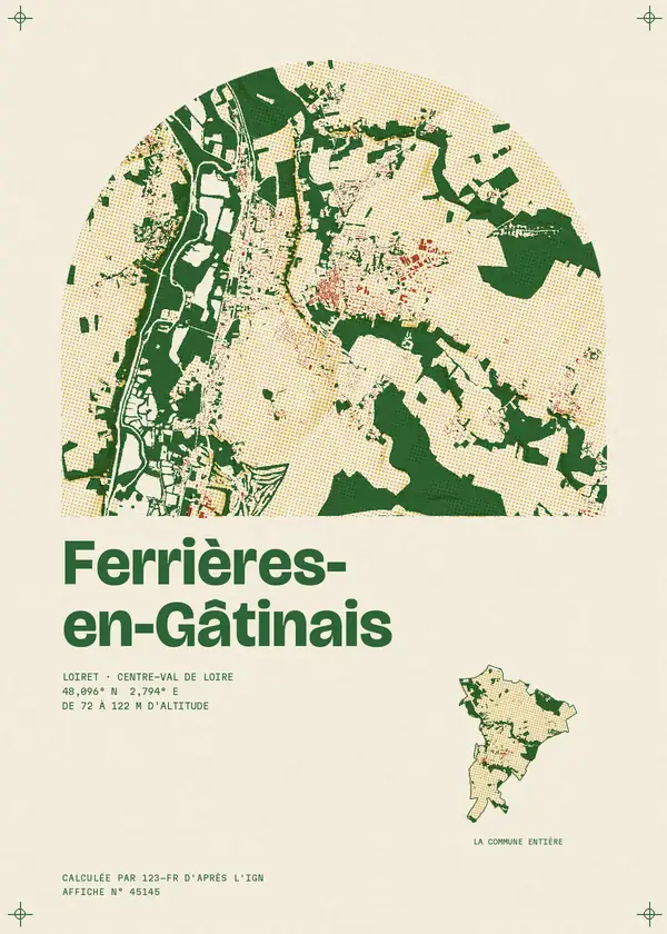 Affiche de Ferrières-en-Gâtinais, calculée par 123-fr d'après l'IGN