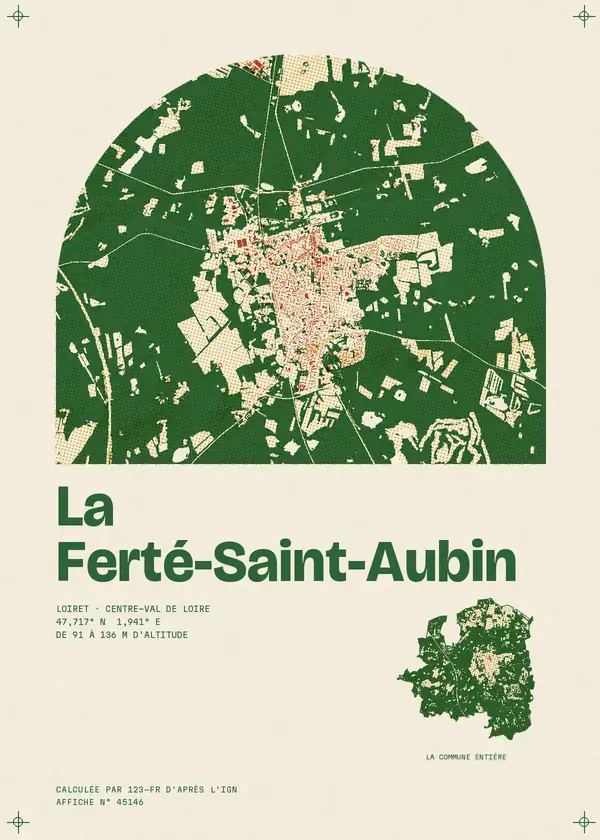 Affiche de La Ferté-Saint-Aubin, calculée par 123-fr d'après l'IGN