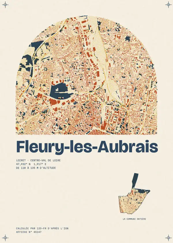 Affiche de Fleury-les-Aubrais, calculée par 123-fr d'après l'IGN