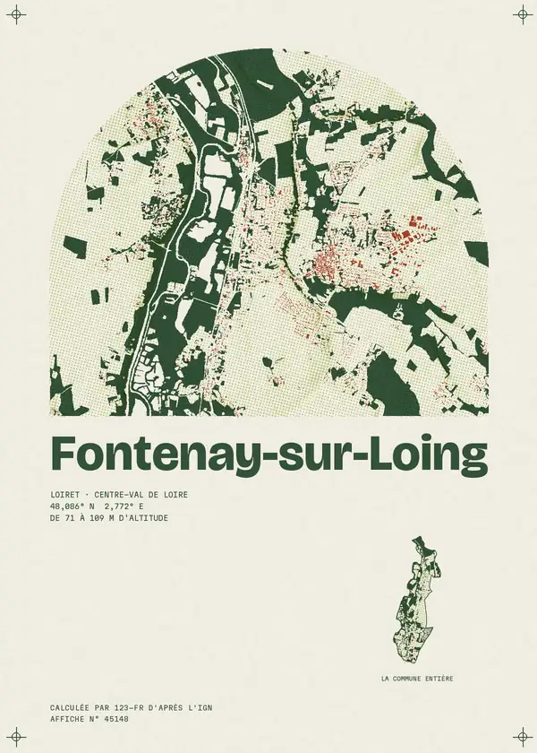 Affiche de Fontenay-sur-Loing, calculée par 123-fr d'après l'IGN