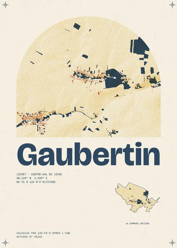 Affiche de Gaubertin, calculée par 123-fr d'après l'IGN