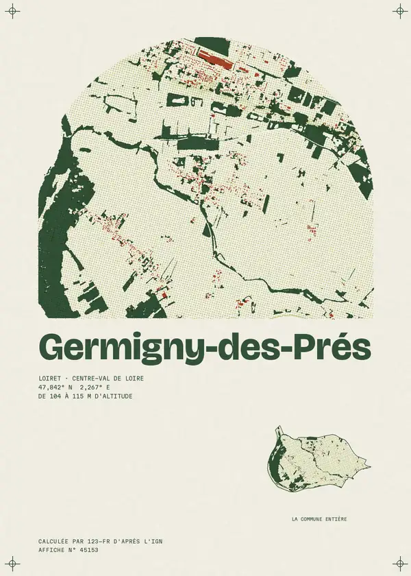 Affiche de Germigny-des-Prés, calculée par 123-fr d'après l'IGN