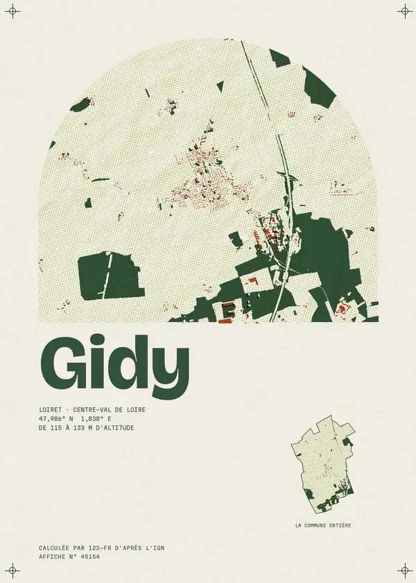 Affiche de Gidy, calculée par 123-fr d'après l'IGN