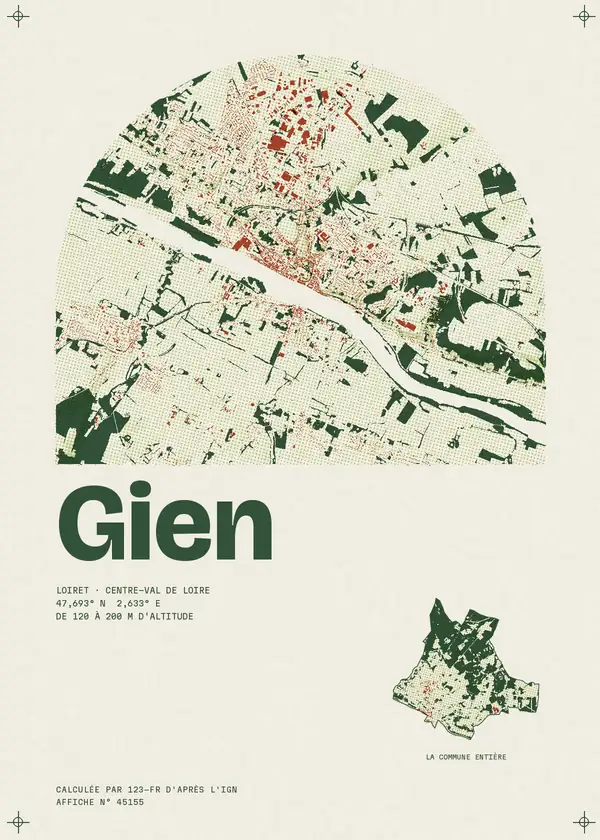 Affiche de Gien, calculée par 123-fr d'après l'IGN