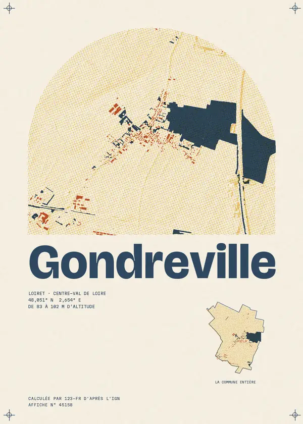 Affiche de Gondreville, calculée par 123-fr d'après l'IGN