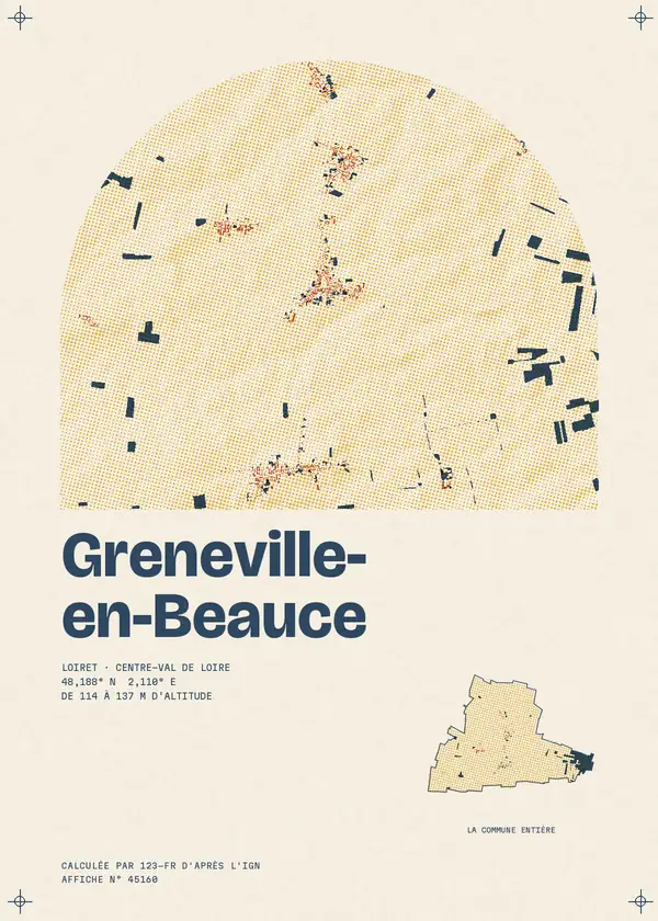 Affiche de Greneville-en-Beauce, calculée par 123-fr d'après l'IGN