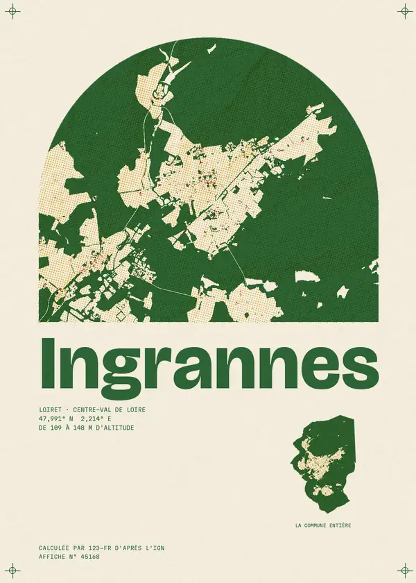 Affiche de Ingrannes, calculée par 123-fr d'après l'IGN
