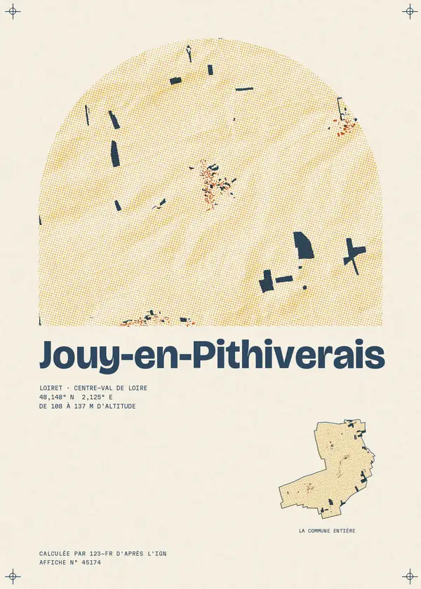 Affiche de Jouy-en-Pithiverais, calculée par 123-fr d'après l'IGN