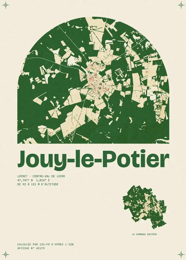 Affiche de Jouy-le-Potier, calculée par 123-fr d'après l'IGN