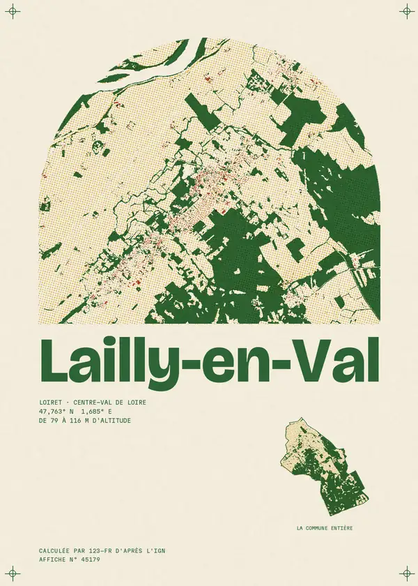 Affiche de Lailly-en-Val, calculée par 123-fr d'après l'IGN