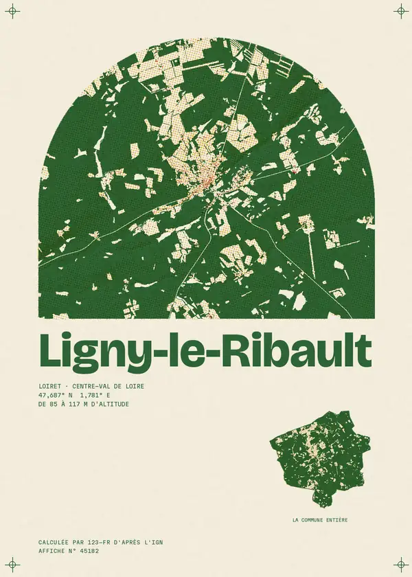 Affiche de Ligny-le-Ribault, calculée par 123-fr d'après l'IGN