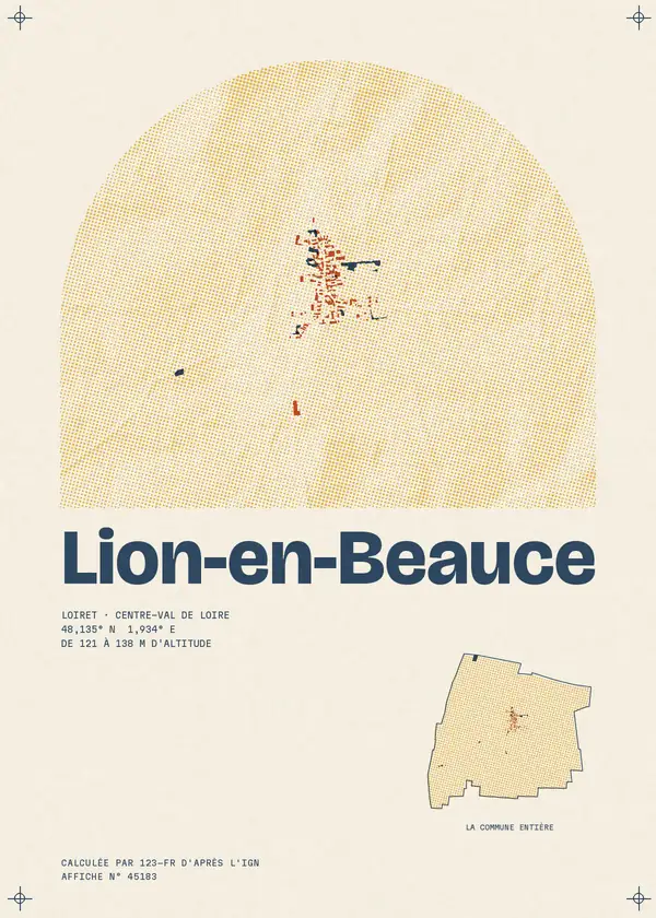 Affiche de Lion-en-Beauce, calculée par 123-fr d'après l'IGN