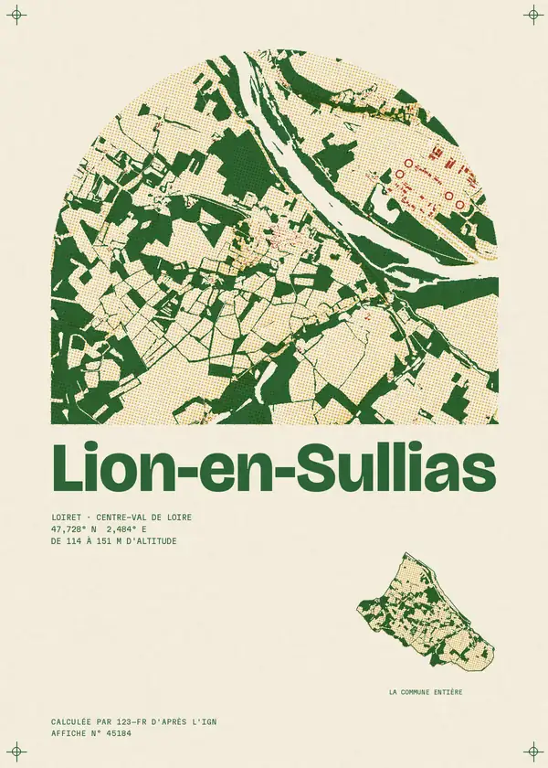 Affiche de Lion-en-Sullias, calculée par 123-fr d'après l'IGN