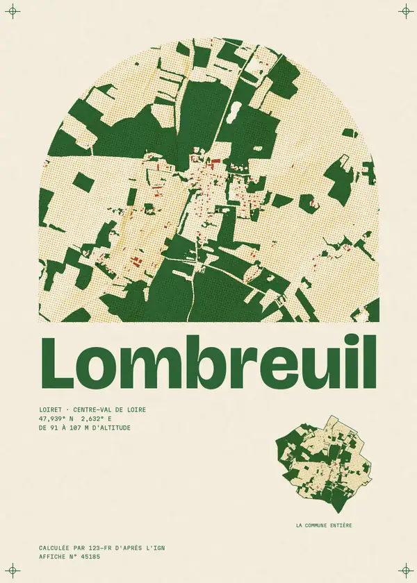 Affiche de Lombreuil, calculée par 123-fr d'après l'IGN