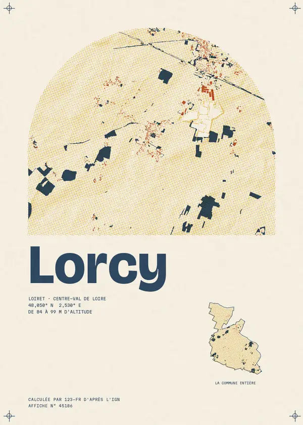 Affiche de Lorcy, calculée par 123-fr d'après l'IGN