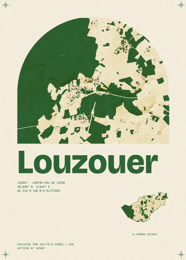 Affiche de Louzouer, calculée par 123-fr d'après l'IGN