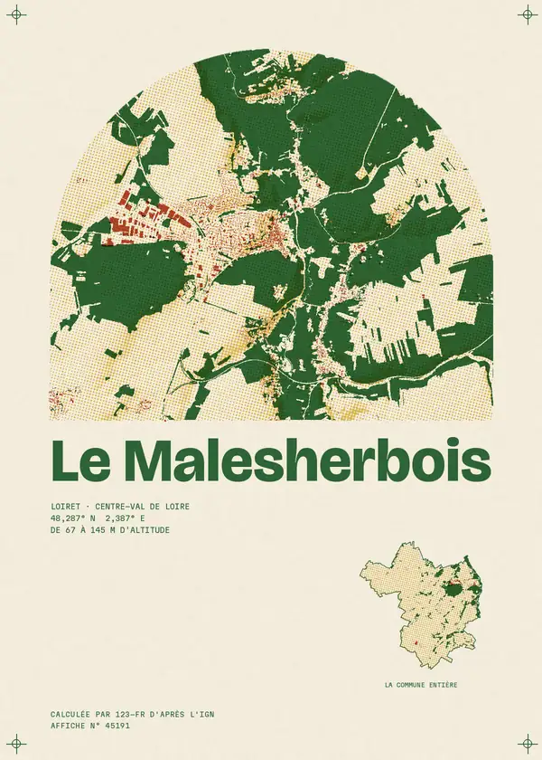 Affiche de Le Malesherbois, calculée par 123-fr d'après l'IGN