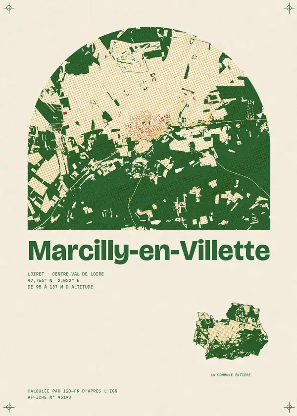 Affiche de Marcilly-en-Villette, calculée par 123-fr d'après l'IGN