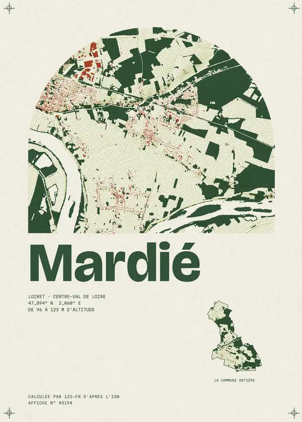 Affiche de Mardié, calculée par 123-fr d'après l'IGN
