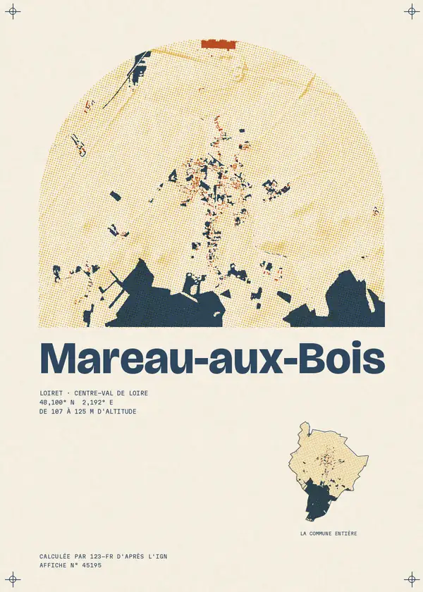 Affiche de Mareau-aux-Bois, calculée par 123-fr d'après l'IGN