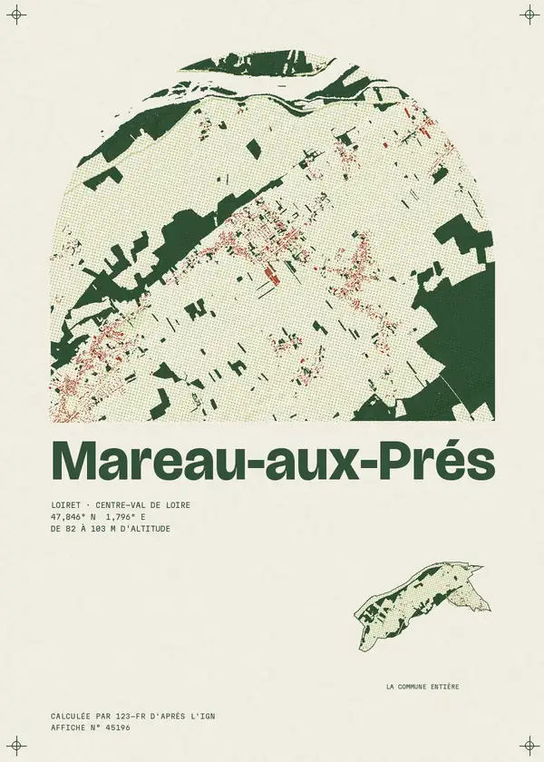 Affiche de Mareau-aux-Prés, calculée par 123-fr d'après l'IGN