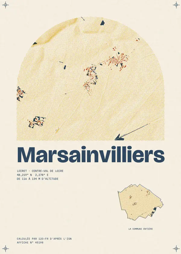Affiche de Marsainvilliers, calculée par 123-fr d'après l'IGN