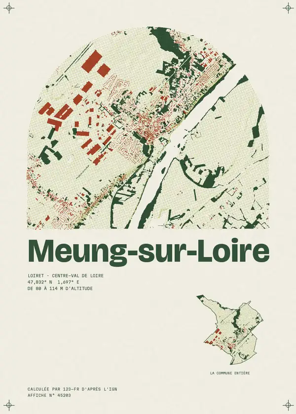 Affiche de Meung-sur-Loire, calculée par 123-fr d'après l'IGN
