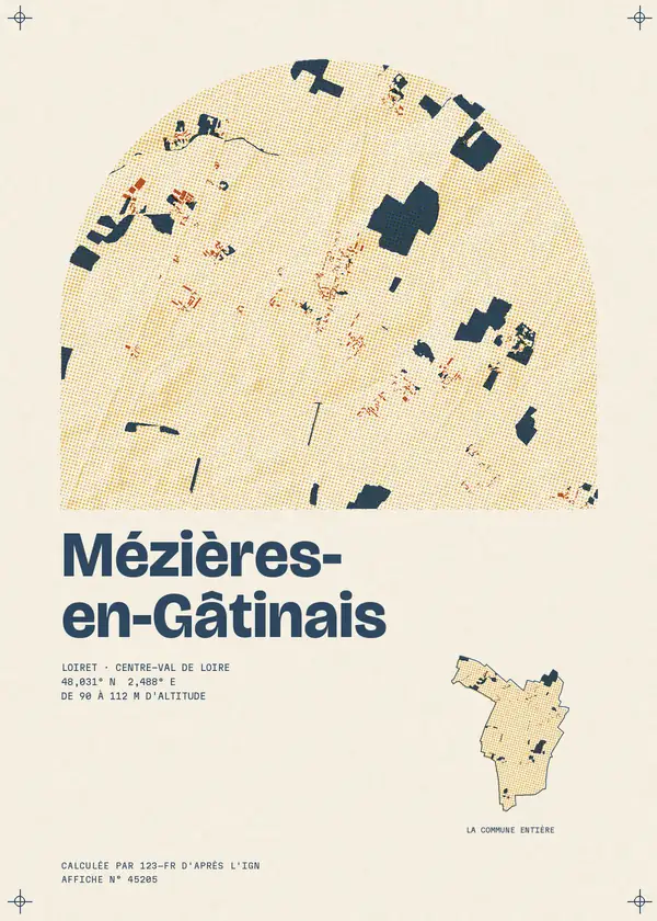 Affiche de Mézières-en-Gâtinais, calculée par 123-fr d'après l'IGN