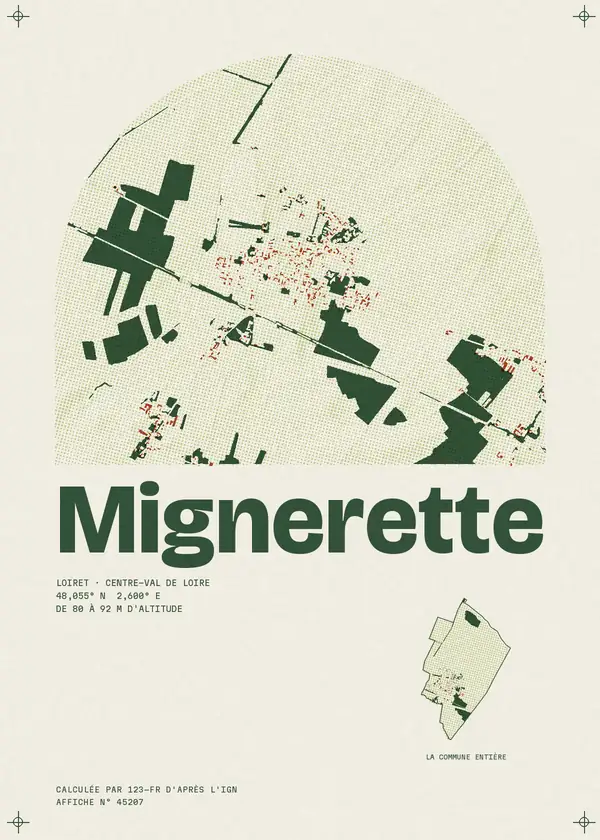 Affiche de Mignerette, calculée par 123-fr d'après l'IGN
