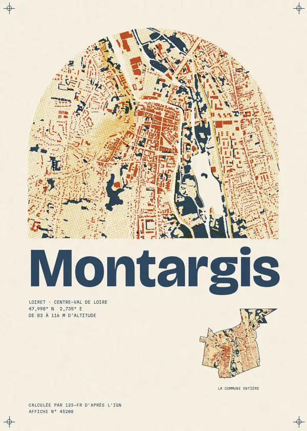 Affiche de Montargis, calculée par 123-fr d'après l'IGN