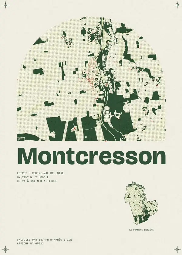 Affiche de Montcresson, calculée par 123-fr d'après l'IGN