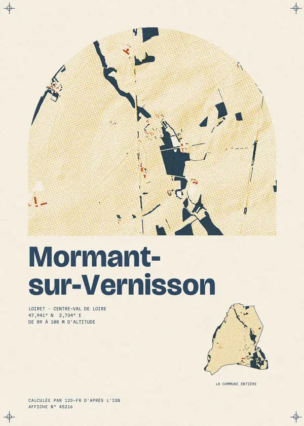 Affiche de Mormant-sur-Vernisson, calculée par 123-fr d'après l'IGN