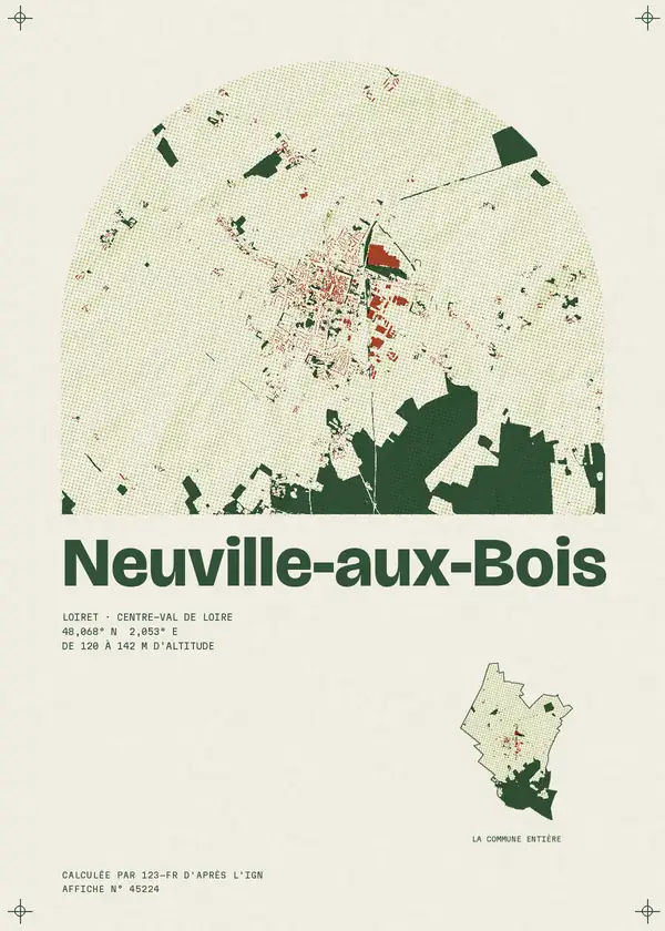 Affiche de Neuville-aux-Bois, calculée par 123-fr d'après l'IGN