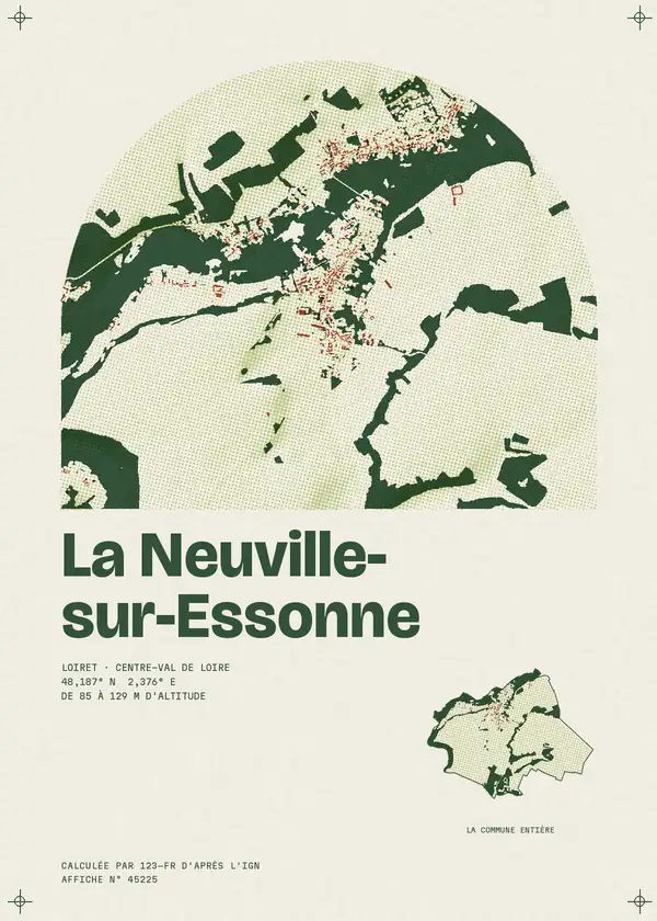 Affiche de La Neuville-sur-Essonne, calculée par 123-fr d'après l'IGN