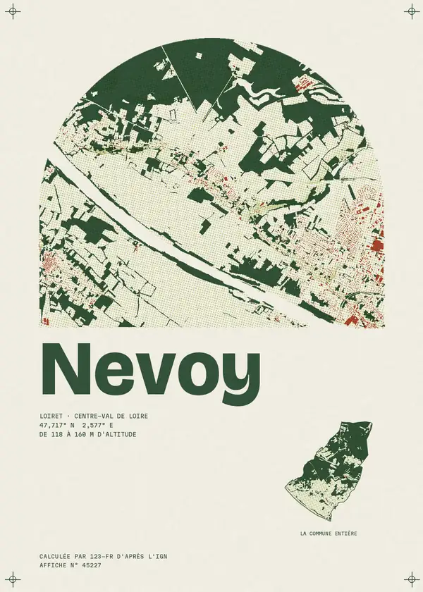 Affiche de Nevoy, calculée par 123-fr d'après l'IGN