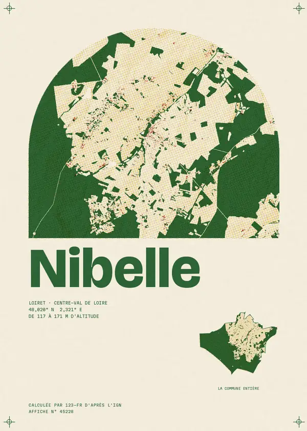 Affiche de Nibelle, calculée par 123-fr d'après l'IGN