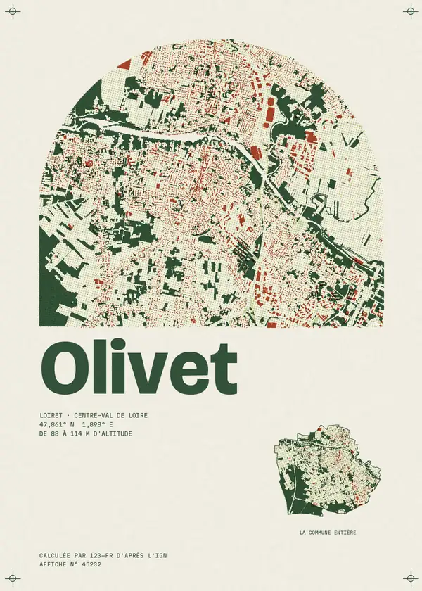 Affiche de Olivet, calculée par 123-fr d'après l'IGN
