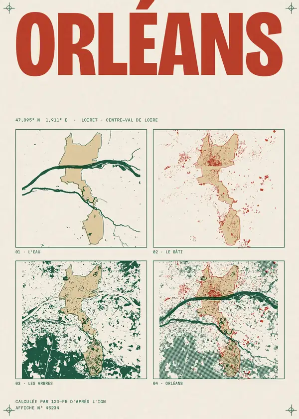 Affiche de Orléans, calculée par 123-fr d'après l'IGN