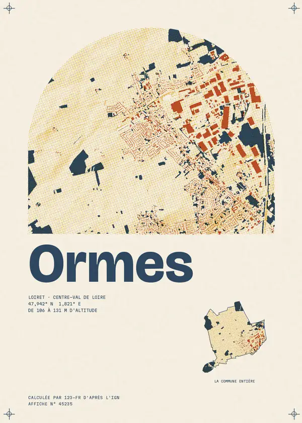 Affiche de Ormes, calculée par 123-fr d'après l'IGN