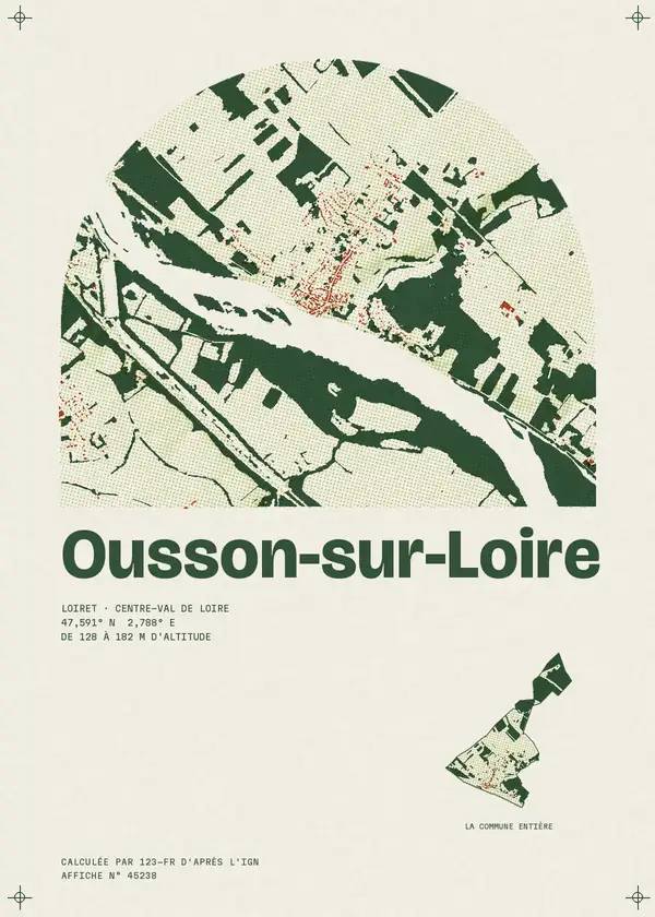 Affiche de Ousson-sur-Loire, calculée par 123-fr d'après l'IGN