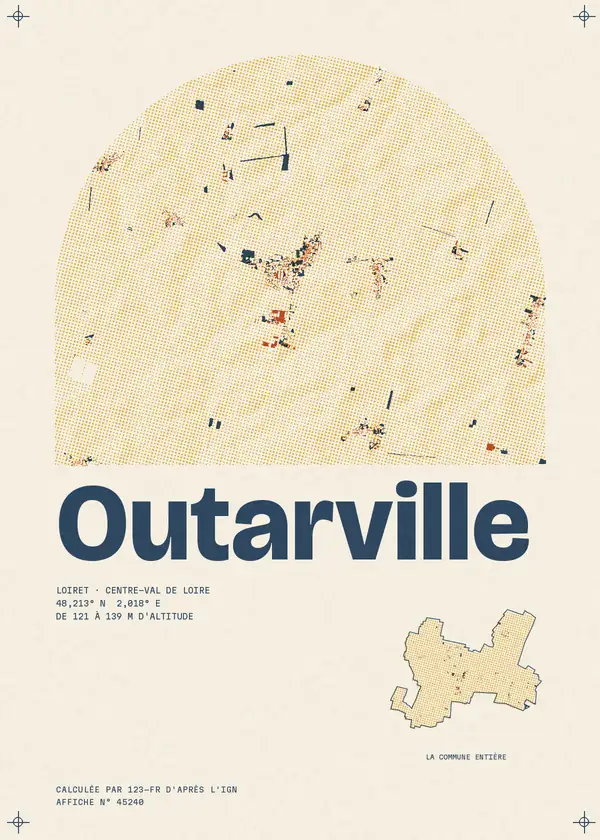 Affiche de Outarville, calculée par 123-fr d'après l'IGN